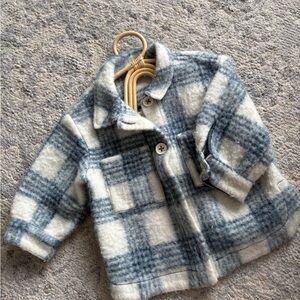 Plaid Kids Jacket in Blue and White Zara